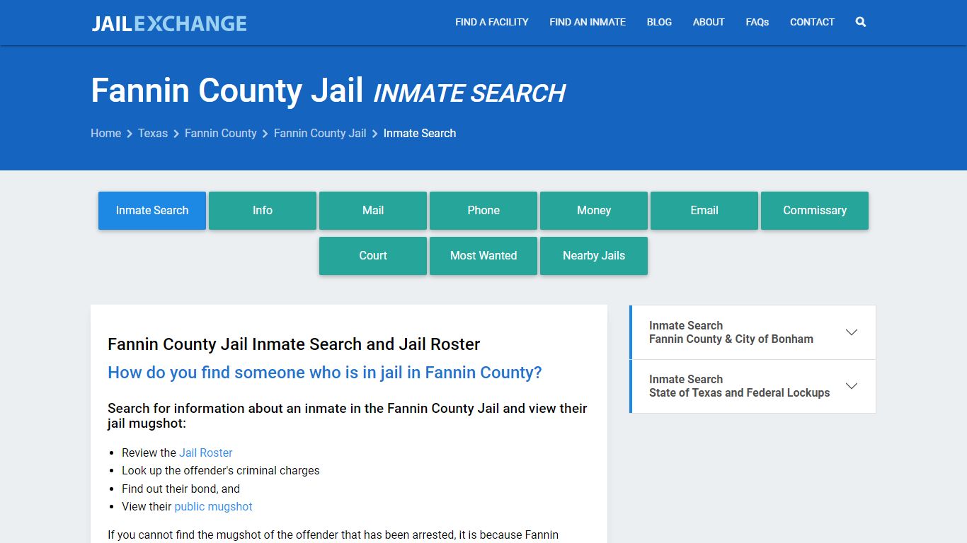 Inmate Search: Roster & Mugshots - Fannin County Jail, TX