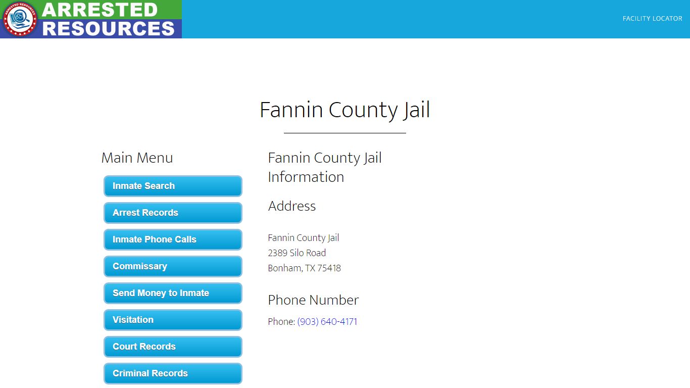 Fannin County Jail - Inmate Search - Bonham, TX - Arrested Resources